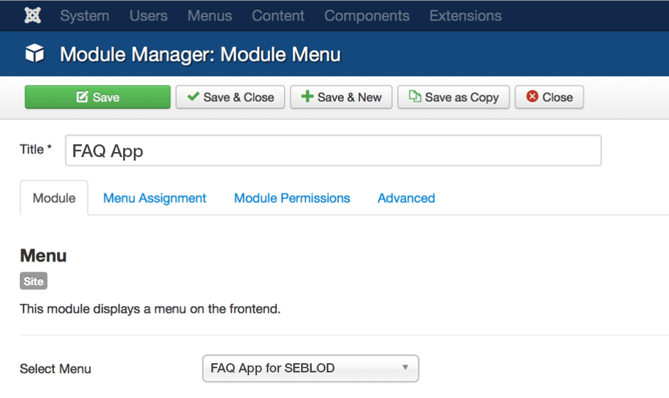 Create a Menu module